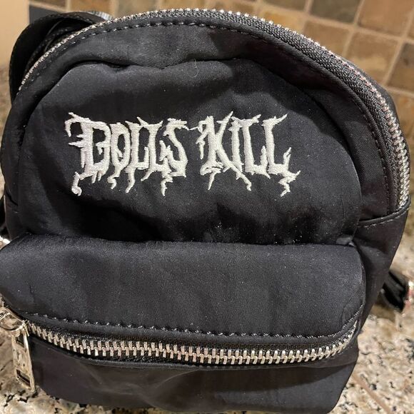 Dolls Kill Black Mini Backpack NEW NWOT - Picture 2 of 12